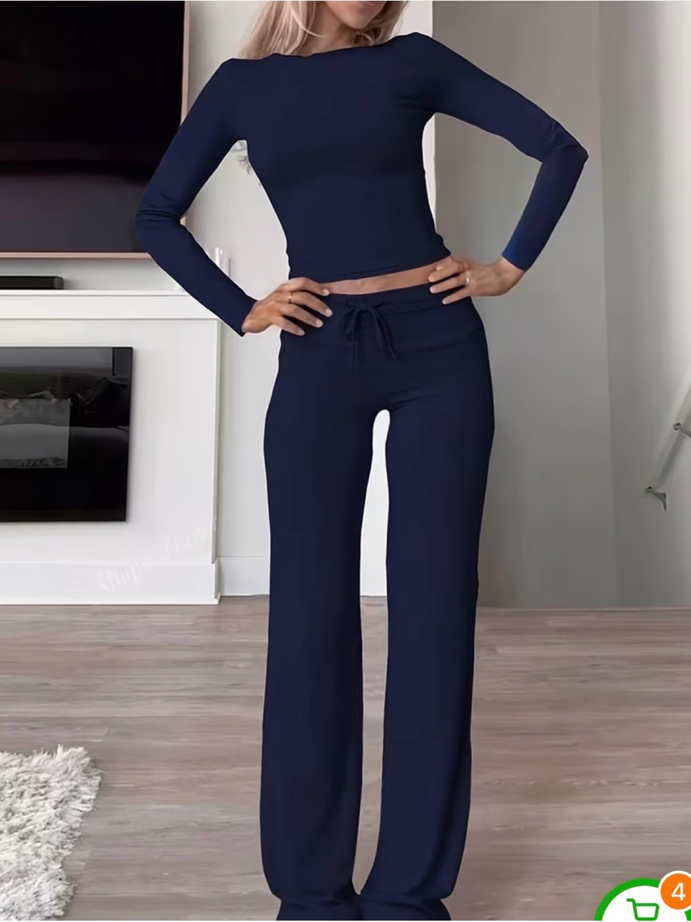 Women's Navy Wide-Leg Lounge Pants